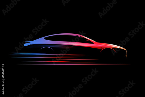 Sleek automobile silhouette vector logo with speed and modern gradient dynamic lines