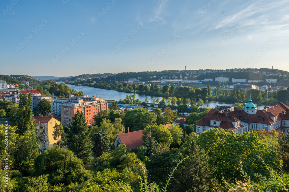 Naklejka premium Prague, Czechia - 08.12.2024 - Sunset at Vysehrad Castle