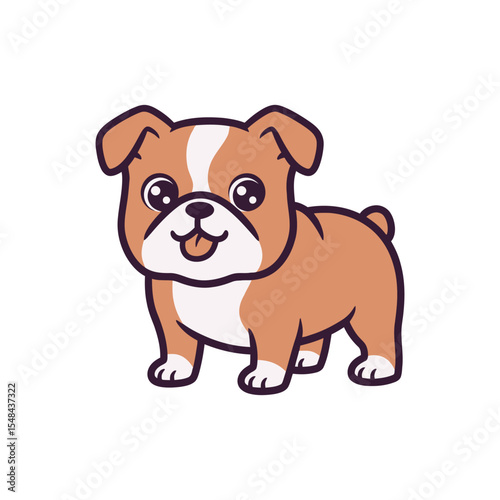 Adorable Cartoon Bulldog Puppy Illustration Vector Graphic Design for Pet Lovers
