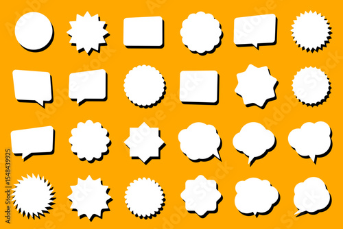 Set of vector speech bubble labels. Retro color special offer design elements, chat emblem, black callout