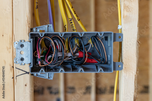 electrical rough in, 4 gang switch box with wire exposed 