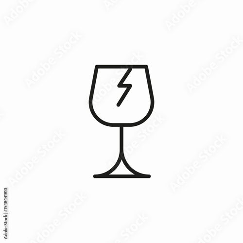 fragile wine glass icon sign vector