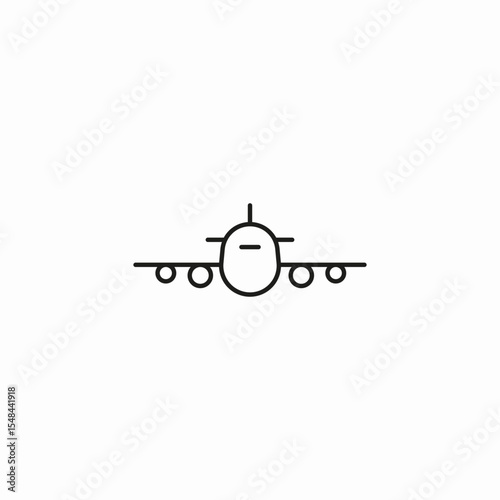front view airplane icon sign vector