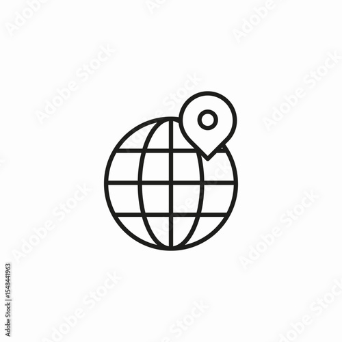 globe location pin icon sign vector