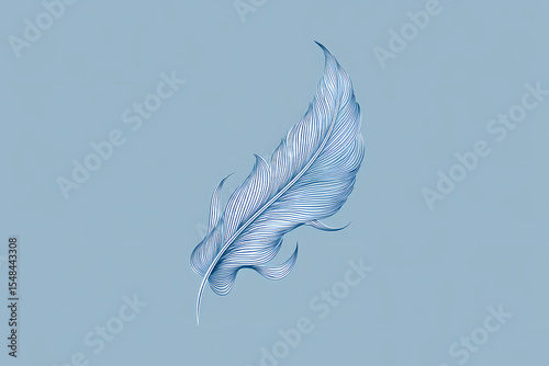 Single line feather vector logo design with subtle curves
