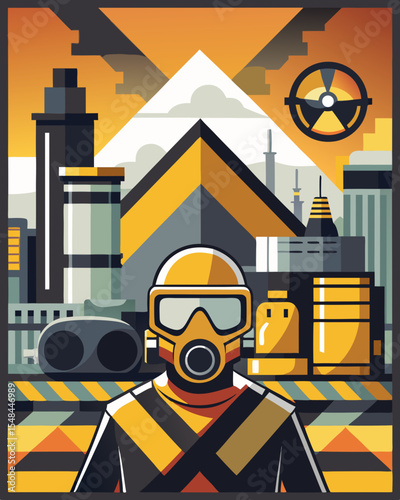Radiation Hazard and Protective Elements – Vector Illustration