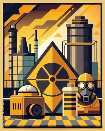 Radiation Hazard and Protective Elements – Vector Illustration
