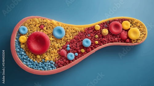 Colorful Cross-Section of Human Bloodstream for World Diabetes Day Health and Medical Awareness Vector