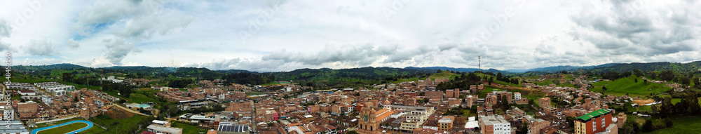 Fototapeta premium San Pedro de los Milagros, Antioquia, Colombia. June 16, 2025. Aerial view from a drone, located at 2,475 meters above sea level.