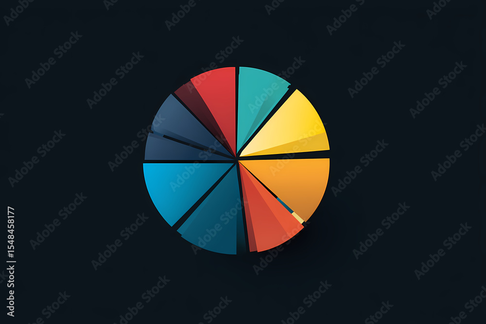 Obraz premium Data driven pie chart vector logo with insights