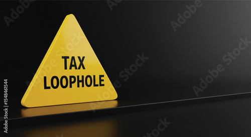 Tax Loophole Warning: A yellow warning sign alerts against a 'tax loophole', conveying a message of caution and financial risk. It's a strong visual for financial concepts.