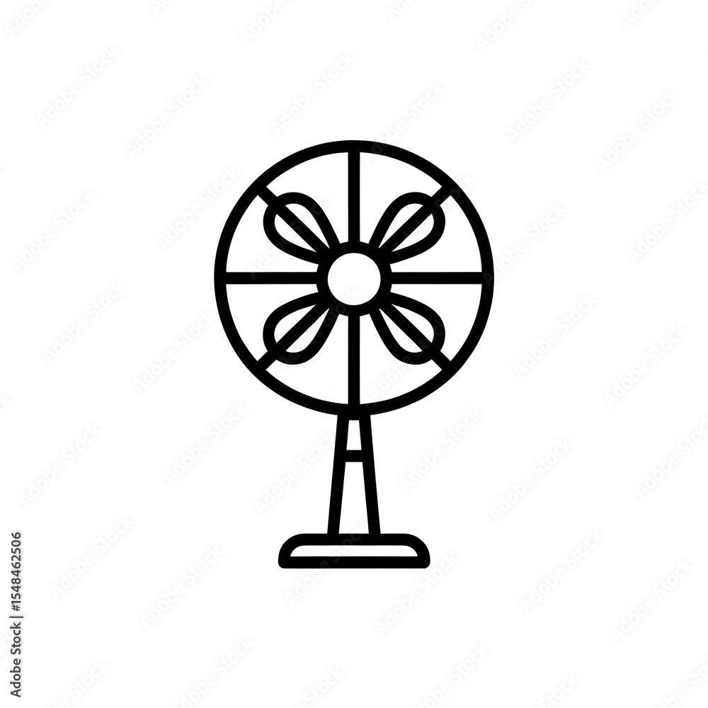 Black and White Line Art fan isolated on white background Black and White Line Art fan isolated on white background