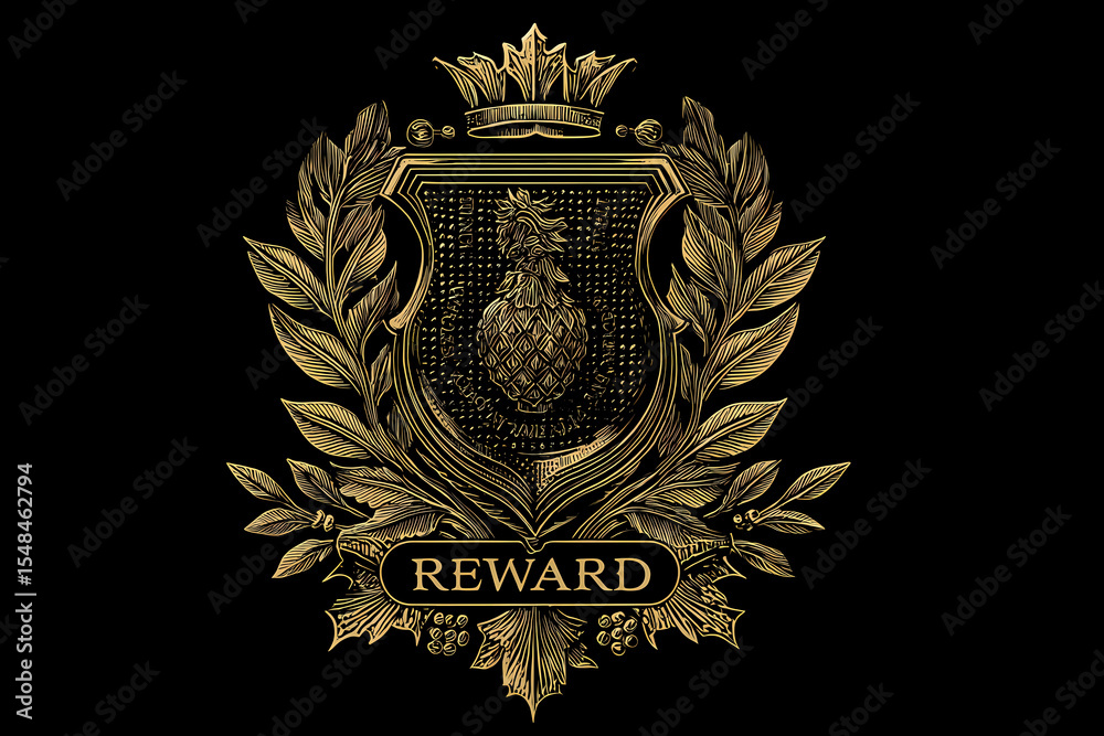 Fototapeta premium Gold reward plaque vector design