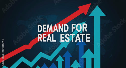 Demand for Real Estate: Visualizing the flourishing growth with upward arrows, symbolizing property valuation with a dynamic upward trend.