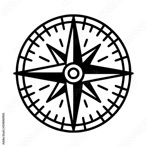 A detailed compass rose, a tool for direction and exploration