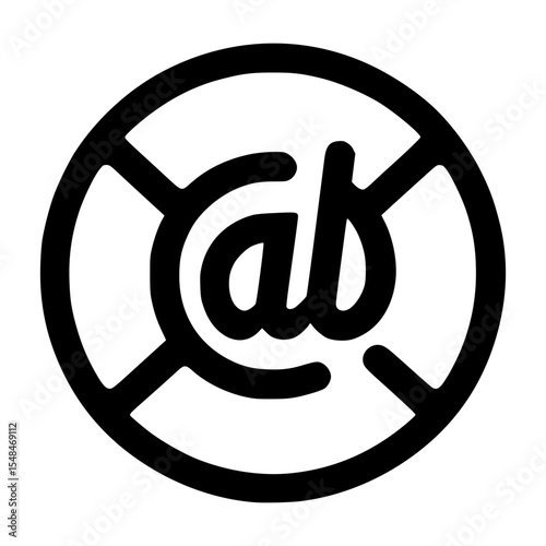 A symbol with "at" symbol in the circle, email.
