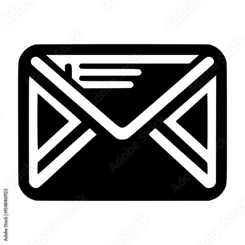 Black envelope icon, message icon, mail icon