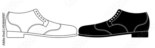 outline silhouette full Brogue shoe icon set