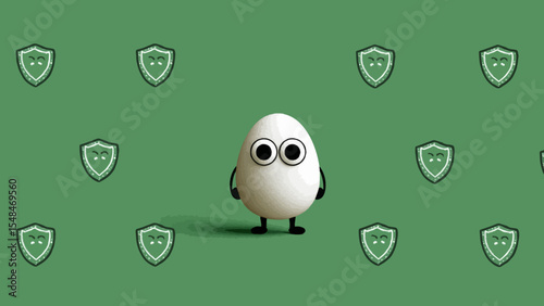 Cute white blood cell character with green shields for World Lymphoma Awareness Day vector background