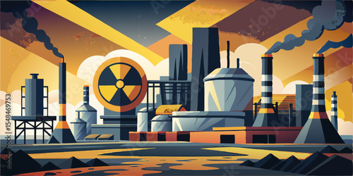 Radiation Leak at Industrial Site – Vector Illustration