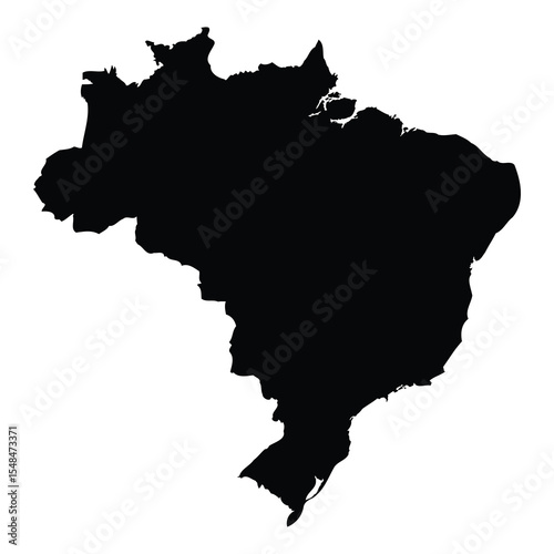 Brazil Map Silhouette – Black Vector Outline of Brazil Country