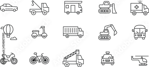 Collection of Transport and Vehicle Icons