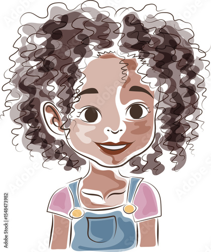 afro girl curly hair doodle style