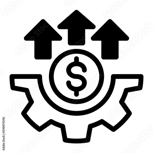 Business Growth Gear Icon Mixed Style for Fundraising and Expansion.