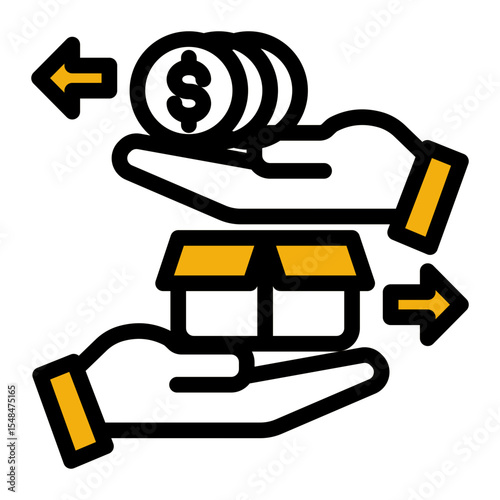 Direct Transaction Icon Outline Color Lineal Style for E-commerce and Retail Business.
