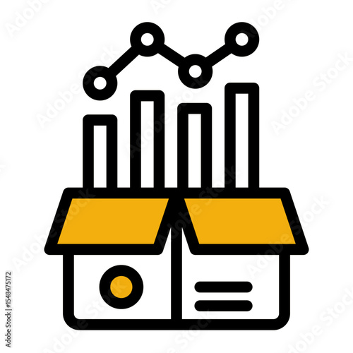 Stock Market Growth Icon Outline Color Lineal Style for Financial Analytics and Data Visualization.