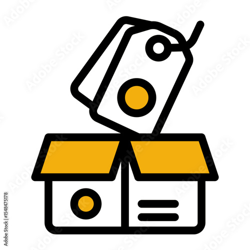 Price Tag Label Icon Outline Color Lineal Style for Retail and Product Costing.