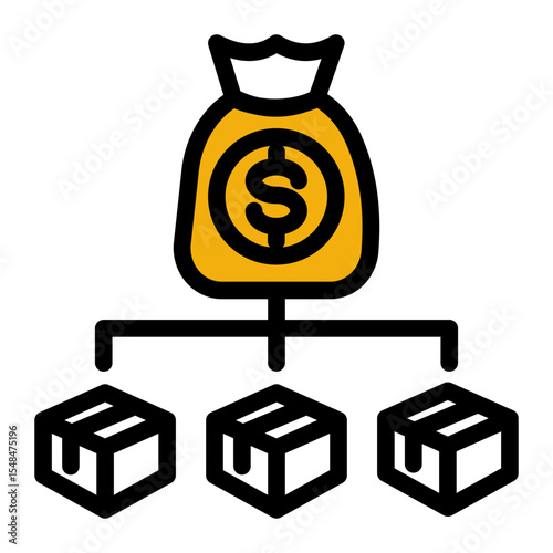 Unit Cost Structure Icon Outline Color Lineal Style for Financial Planning and Budgeting.