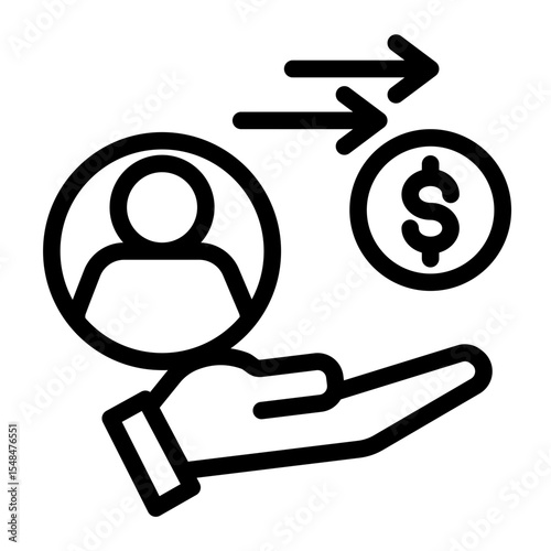 Money Lender and Financial Transaction Icon from Financial Services Collection (Outline style)