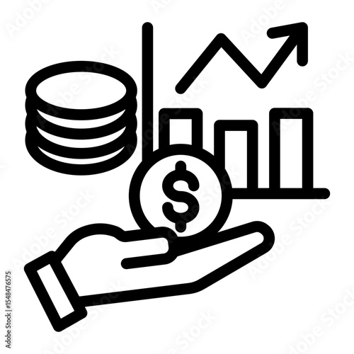 Business Analytics and Statistics Report Icon from Financial Services Collection (Outline style)