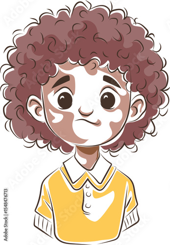 curly sad boy doodle style