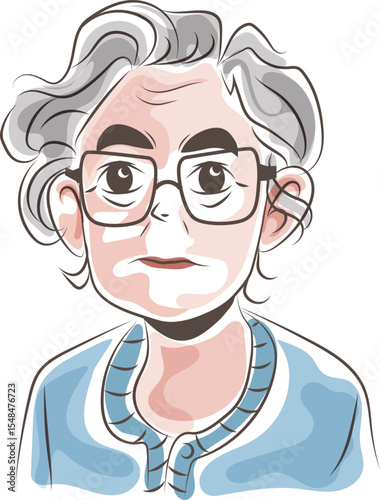 elderly doodle hand drawn style