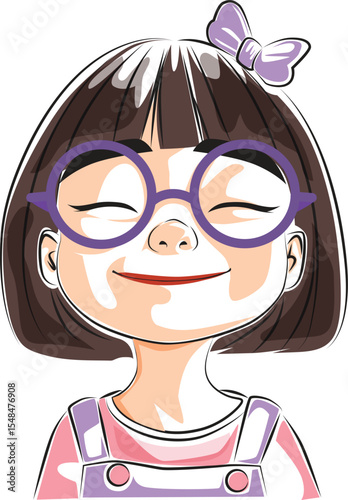happy smiling girl doodle style