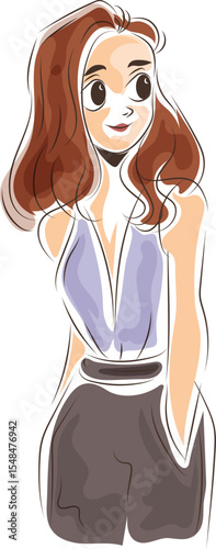 girl doodle hand drawn