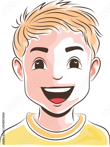 happy teen boy doodle style