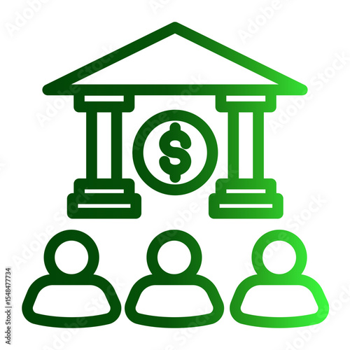 Corporate Banking and Financial Institution Icon from Financial Services Collection (Outline Gradient style)