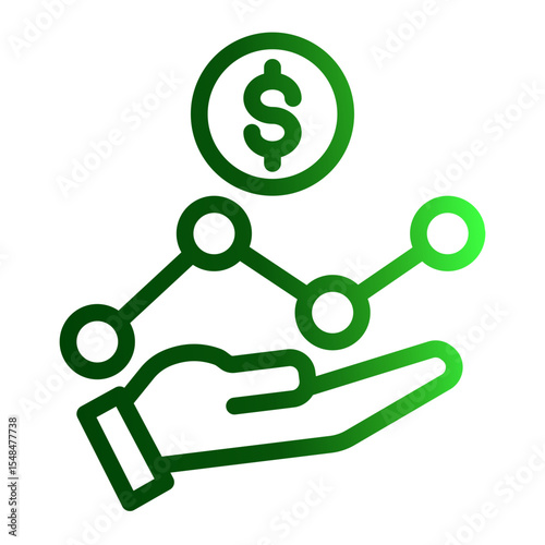 Financial Data Management and Investment Icon from Financial Services Collection (Outline Gradient style)