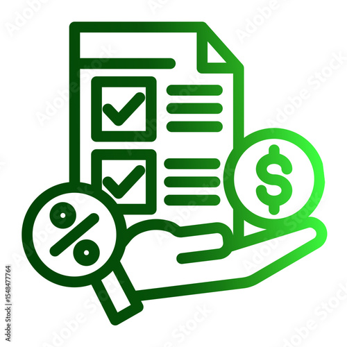Loan Debt and Financial Contract Icon from Financial Services Collection (Outline Gradient style)