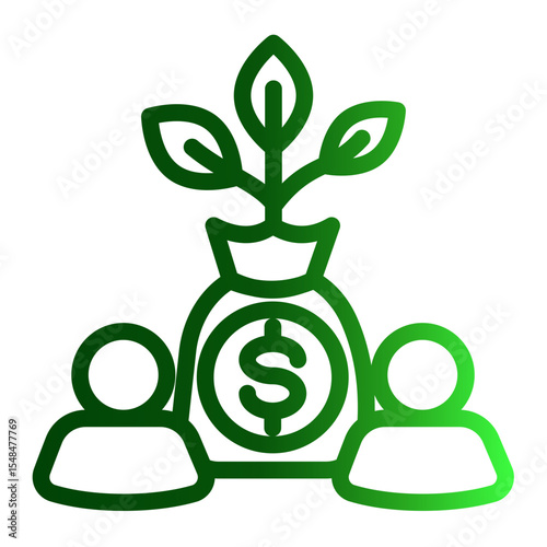 Affordable Mutual Fund Investment Icon from Financial Services Collection (Outline Gradient style)