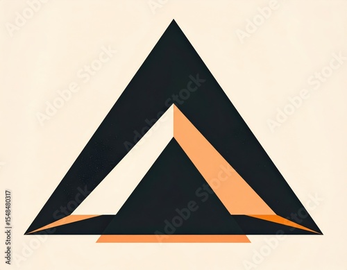 Abstract Geometric Triangle Design With Orange Accents