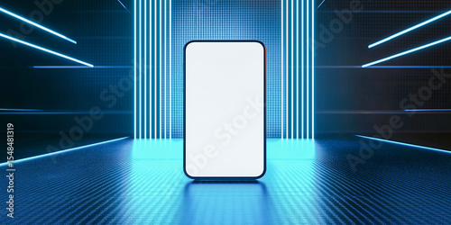 Wallpaper Mural ネオン空間に浮かび上がるスマートフォン Torontodigital.ca