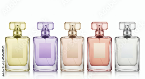 Set of various perfumes bottles isolated on white 02