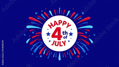 Happy 4th of July Fireworks Burst Design Independence Day USA American