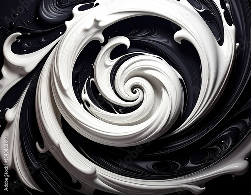 Abstract Black And White Spiral Design