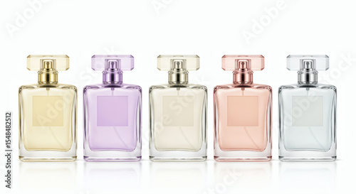 Set of various perfumes bottles isolated on white 01