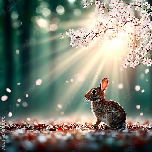 Rabbit in Spring Forest